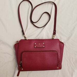 Kate Spade Baxter Street Sevilla Leather Small Crossbody Purse - Red Plum